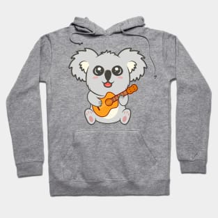 Adorable koala Playing Acoustic Guitar Cartoon Hoodie